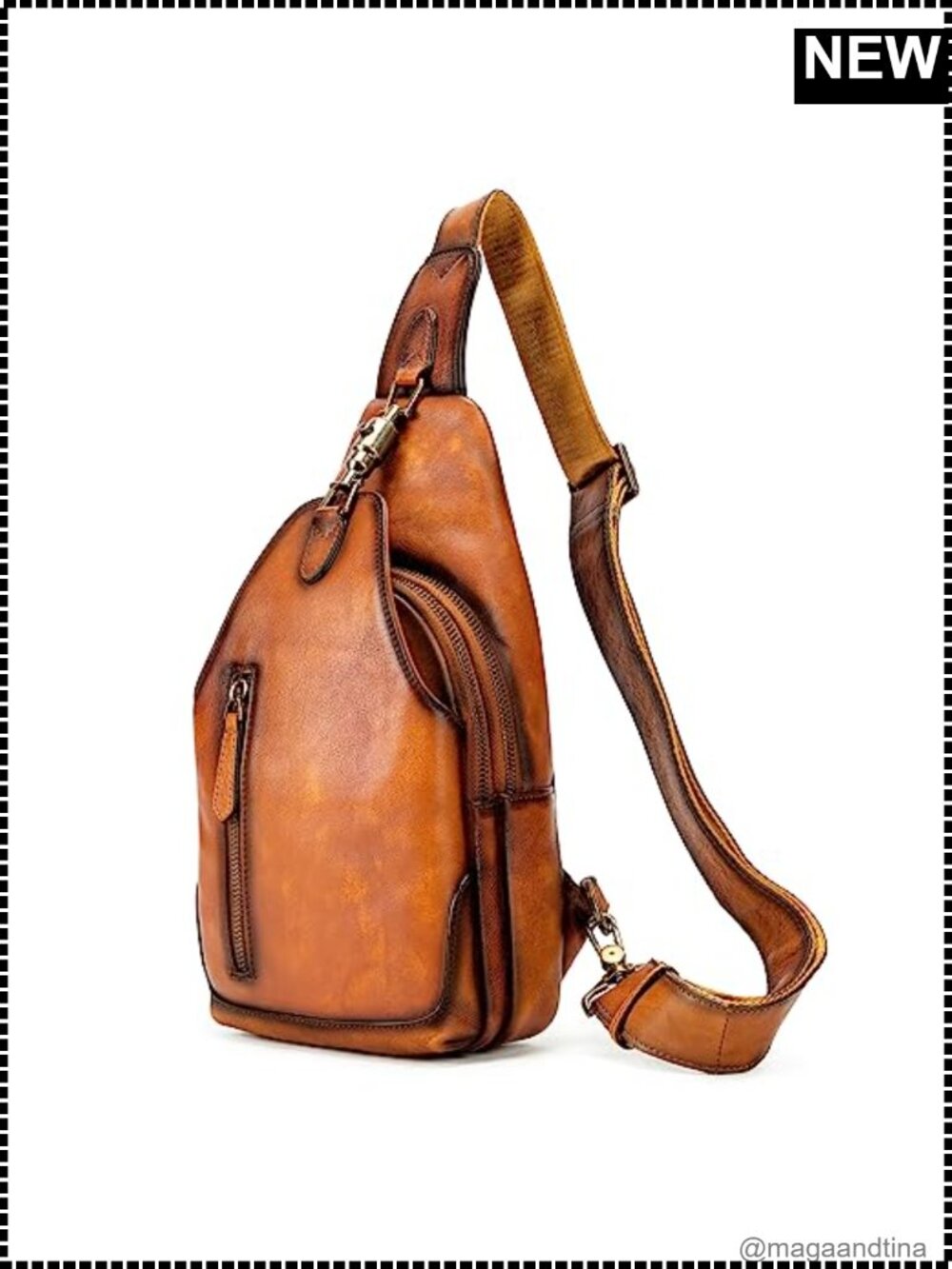 Genuine Leather Crossbody Sling Bag Handmade Vintage Daypack